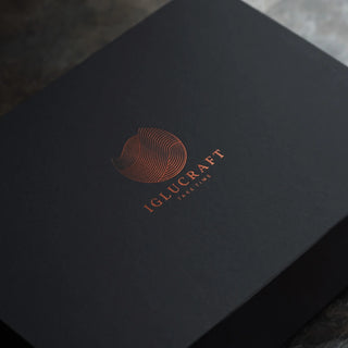 Custom magnetic boxes with foil print featuring bronze metallic branding on a premium matte black finish