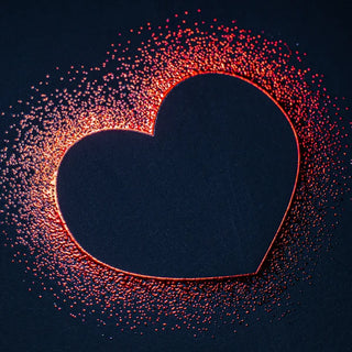 Heart printed with raised red foil