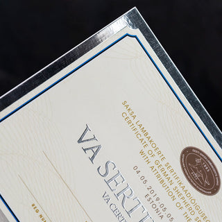 Soft touch lamineeritud sertifikaat koos digitruki ja hobedase fooliumtrukiga